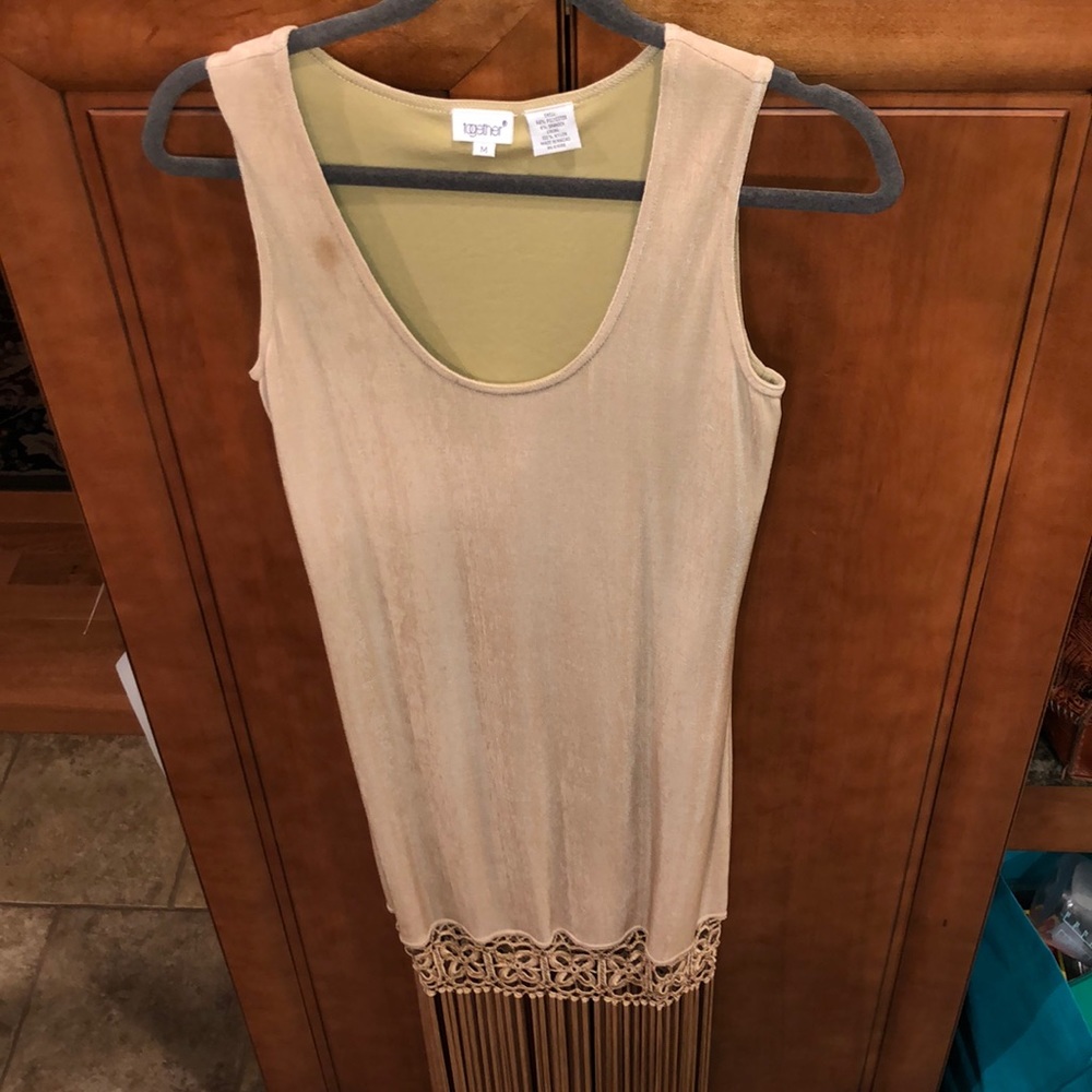 Together fringe sleveless maxi dress & sandals set